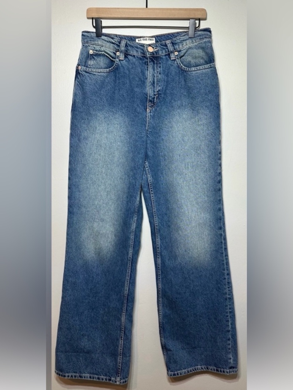 Free People Women’s  Faded Blue Relaxed Carpenter Jeans